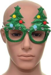 Shatchi Novelty Glitter Green Christmas Tree Props Photo Booth Accessories Stocking Fillers - thumbnail 2