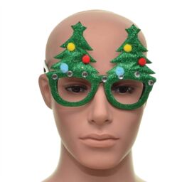 Shatchi Novelty Glitter Green Christmas Tree Props Photo Booth Accessories Stocking Fillers - thumbnail 1