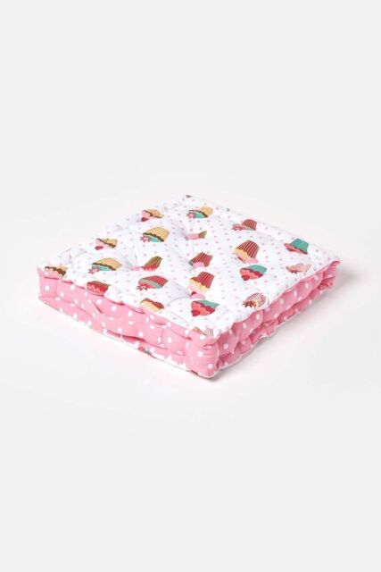 Homescapes Cotton Cup Cakes Floor Cushion in Pink - Size: 40 cm x 40 cm - image 1