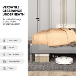 Gymax Double Platform Bed Velvet Upholstered Bed Frame Base High Headboard in Grey - thumbnail 5