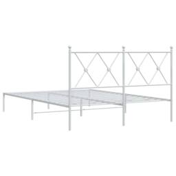 Berkfield Home Metal Bed Frame without Mattress with Headboard White 140x190cm - Size: 140x190 cm - thumbnail 6