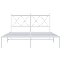 Berkfield Home Metal Bed Frame without Mattress with Headboard White 140x190cm - Size: 140x190 cm - thumbnail 4