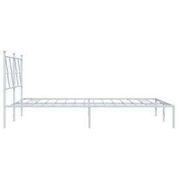 Berkfield Home Metal Bed Frame without Mattress with Headboard White 140x190cm - Size: 140x190 cm - thumbnail 5