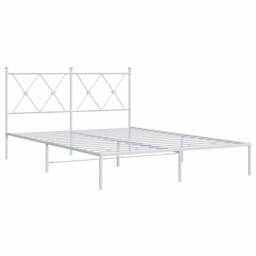 Berkfield Home Metal Bed Frame without Mattress with Headboard White 140x190cm - Size: 140x190 cm - thumbnail 3
