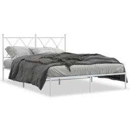Berkfield Home Metal Bed Frame without Mattress with Headboard White 140x190cm - Size: 140x190 cm - thumbnail 1
