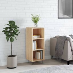 Berkfield Home Sideboard Sonoma Oak 34.5x32.5x90 cm Engineered Wood in Brown - thumbnail 1