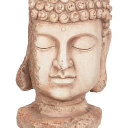 Wyld and Coco Beige Buddha Head Plant Pot Hand Painted Distressed Stone Finish - thumbnail 2