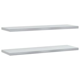 Berkfield Home Wall Shelves 2 pcs 100x30x3 cm Silver Stainless Steel - Size: 100 x 30 x 3 cm - thumbnail 2