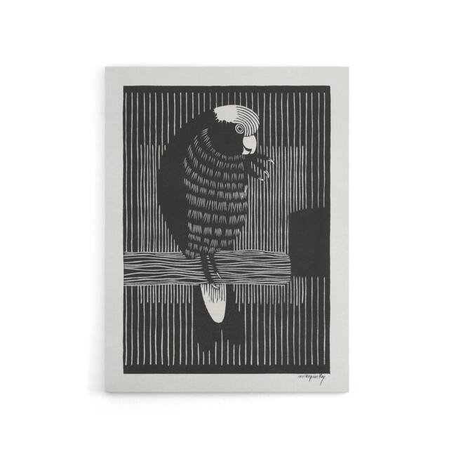 "Artery8 Stylised Galah Cockatoo Bird De Mesquita Canvas Wall Art Print in Black - Size: W12"" x H16""" - image 1