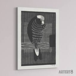"Artery8 Stylised Galah Cockatoo Bird De Mesquita Canvas Wall Art Print in Black - Size: W12"" x H16""" - thumbnail 2