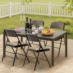 EONLION 4PCS Folding Chairs with Padded Fabric Seats, Heavy Duty Metal Frame in Brown - Size: 100 cm - thumbnail 5