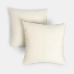 OHS 2 x Matte Geo Velvet Cushion Covers Soft in Cream - Size: 45 cm x 45 cm - thumbnail 1