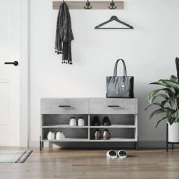 Berkfield Home Shoe Bench Concrete Grey 102x35x55 cm Engineered Wood - Size: 102 x 35 x 55 cm - thumbnail 2