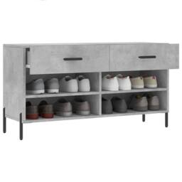 Berkfield Home Shoe Bench Concrete Grey 102x35x55 cm Engineered Wood - Size: 102 x 35 x 55 cm - thumbnail 4