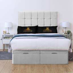 UK Bed Furniture Florence Divan Ottoman Storage Bed with End Lift & 54 Inch Headboard in White - Size: Super King - thumbnail 2