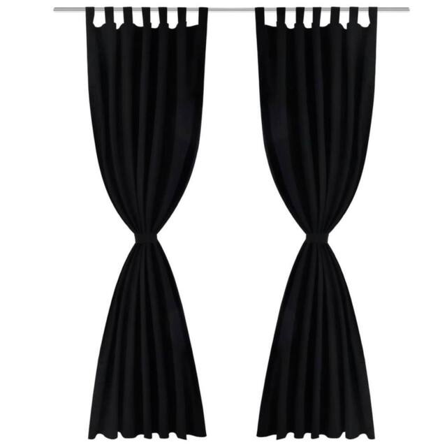 Berkfield Home 2 pcs Black Micro-Satin Curtains with Loops 140 x 175 cm - image 1