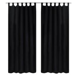 Berkfield Home 2 pcs Black Micro-Satin Curtains with Loops 140 x 175 cm - thumbnail 2
