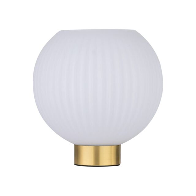 First Choice Lighting Betchley - Battery Operated Satin Brass Lamp with White Glass in Gold - image 1