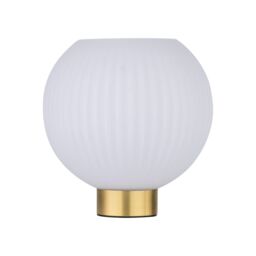 First Choice Lighting Betchley - Battery Operated Satin Brass Lamp with White Glass in Gold