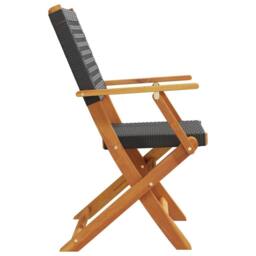 Berkfield Home Folding Garden Chairs 4 pcs Black Poly Rattan & Solid Wood - thumbnail 5