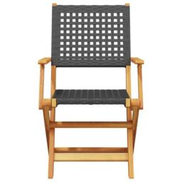 Berkfield Home Folding Garden Chairs 4 pcs Black Poly Rattan & Solid Wood - thumbnail 4