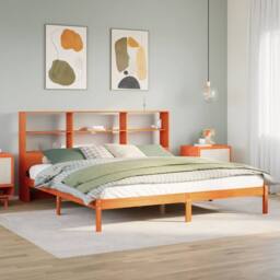 Berkfield Home Decorative Bookcase Bed without Mattress Wax Brown 200x200 cm Sol - thumbnail 2