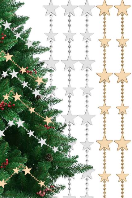 Neel Blue 4M Christmas Bead Chain Garland, Gold & Silver Star Design - 2pcs - image 1