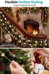 Neel Blue 4M Christmas Bead Chain Garland, Gold & Silver Star Design - 2pcs - thumbnail 5