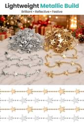 Neel Blue 4M Christmas Bead Chain Garland, Gold & Silver Star Design - 2pcs - thumbnail 4