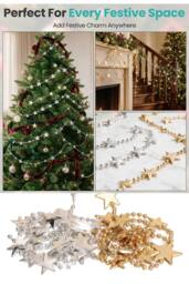 Neel Blue 4M Christmas Bead Chain Garland, Gold & Silver Star Design - 2pcs - thumbnail 6