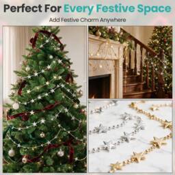 Neel Blue 4M Christmas Bead Chain Garland, Gold & Silver Star Design - 2pcs - thumbnail 7