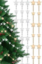 Neel Blue 4M Christmas Bead Chain Garland, Gold & Silver Star Design - 2pcs