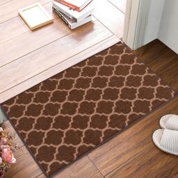 Smart Living Trellis Heavy Duty Machine Washable Hallway Kitchen Non Slip Door Mat in Brown - Size: 67 cm x 120 cm