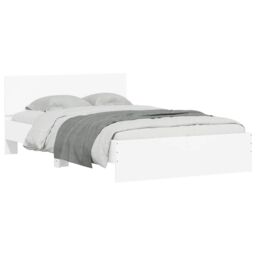 Berkfield Home Bed Frame with Headboard & LED White 120x190 cm Small Double - thumbnail 5