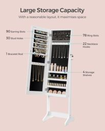 SONGMICS Lockable Standing Mirror Jewellery Cabinet Armoire in Black - thumbnail 3