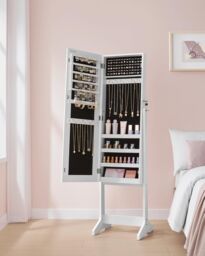 SONGMICS Lockable Standing Mirror Jewellery Cabinet Armoire in Black - thumbnail 1