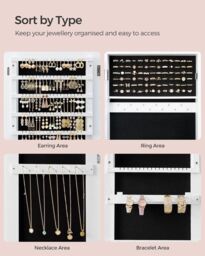 SONGMICS Lockable Standing Mirror Jewellery Cabinet Armoire in Black - thumbnail 5
