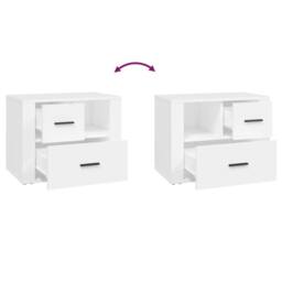 Berkfield Home Bedside Cabinet White 60x36x45 cm Engineered Wood - Size: 60 x 36 x 45 cm - thumbnail 9