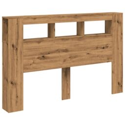 Berkfield Home LED Headboard Artisan Oak 160x18.5x103.5 cm Engineered Wood in Brown - thumbnail 3