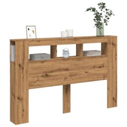 Berkfield Home LED Headboard Artisan Oak 160x18.5x103.5 cm Engineered Wood in Brown - thumbnail 5
