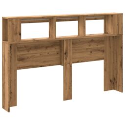 Berkfield Home LED Headboard Artisan Oak 160x18.5x103.5 cm Engineered Wood in Brown - thumbnail 8