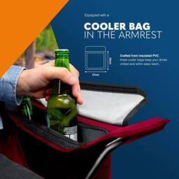 Voyager 2 Pack Folding Camping Chairs with Cooler Bag, Portable & Comfortable in Red - thumbnail 4
