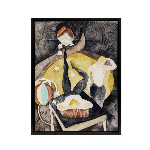 "Artery8 Two Acrobat Jugglers in Vaudeville Demuth Framed Canvas Wall Art Print in Grey - Size: W18"" x H24""" - image 1