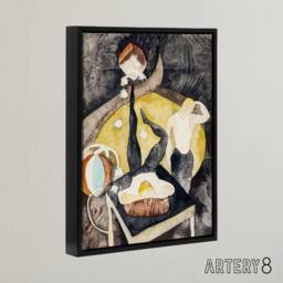 "Artery8 Two Acrobat Jugglers in Vaudeville Demuth Framed Canvas Wall Art Print in Grey - Size: W18"" x H24""" - thumbnail 2