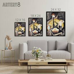 "Artery8 Two Acrobat Jugglers in Vaudeville Demuth Framed Canvas Wall Art Print in Grey - Size: W18"" x H24""" - thumbnail 4