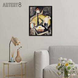 "Artery8 Two Acrobat Jugglers in Vaudeville Demuth Framed Canvas Wall Art Print in Grey - Size: W18"" x H24""" - thumbnail 3