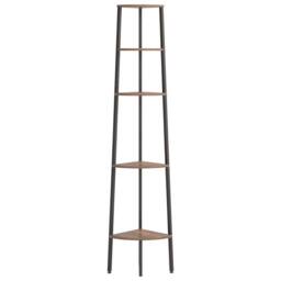 Berkfield Home 5-Tier Corner Shelf Dark Brown & Black 45.5x31.5x180 cm - thumbnail 3