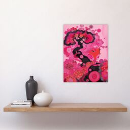 "Artery8 Gaia Hot Pink Conceptual Folk Floral Painting Wall Art Print - Size: W12"" x H16""" - thumbnail 4
