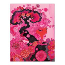 "Artery8 Gaia Hot Pink Conceptual Folk Floral Painting Wall Art Print - Size: W12"" x H16""" - thumbnail 1