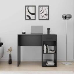 Nordara 1 Drawer Metal Study Desk w/ Handle & 2 Shelves in Grey - thumbnail 5